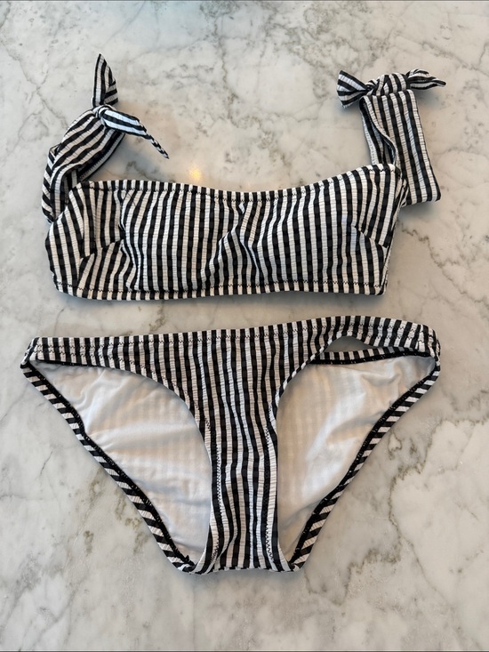 J. Crew Other - J Crew Black and White Striped Two-Piece Bikini Set